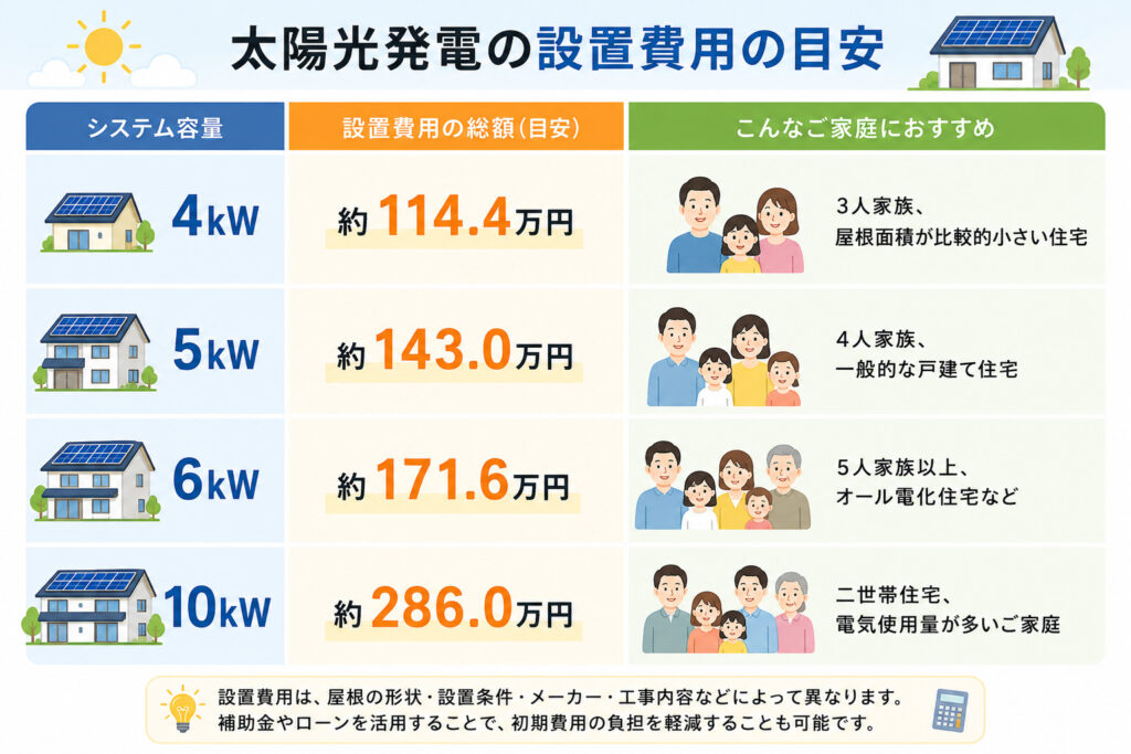 太陽光発電の設置費用の目安