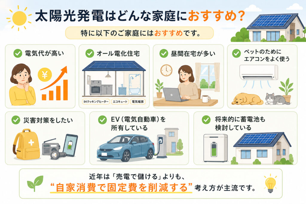 太陽光発電はどんな家庭におすすめ?