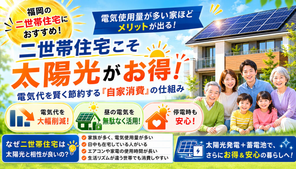 【福岡・佐賀】二世帯住宅の電気代が高いなら太陽光発電！メリットが大きい理由を徹底解説